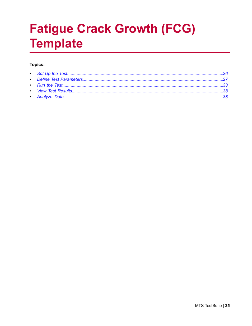 Fatigue crack growth (fcg) template | MTS Fracture Template User Manual | Page 25 / 92