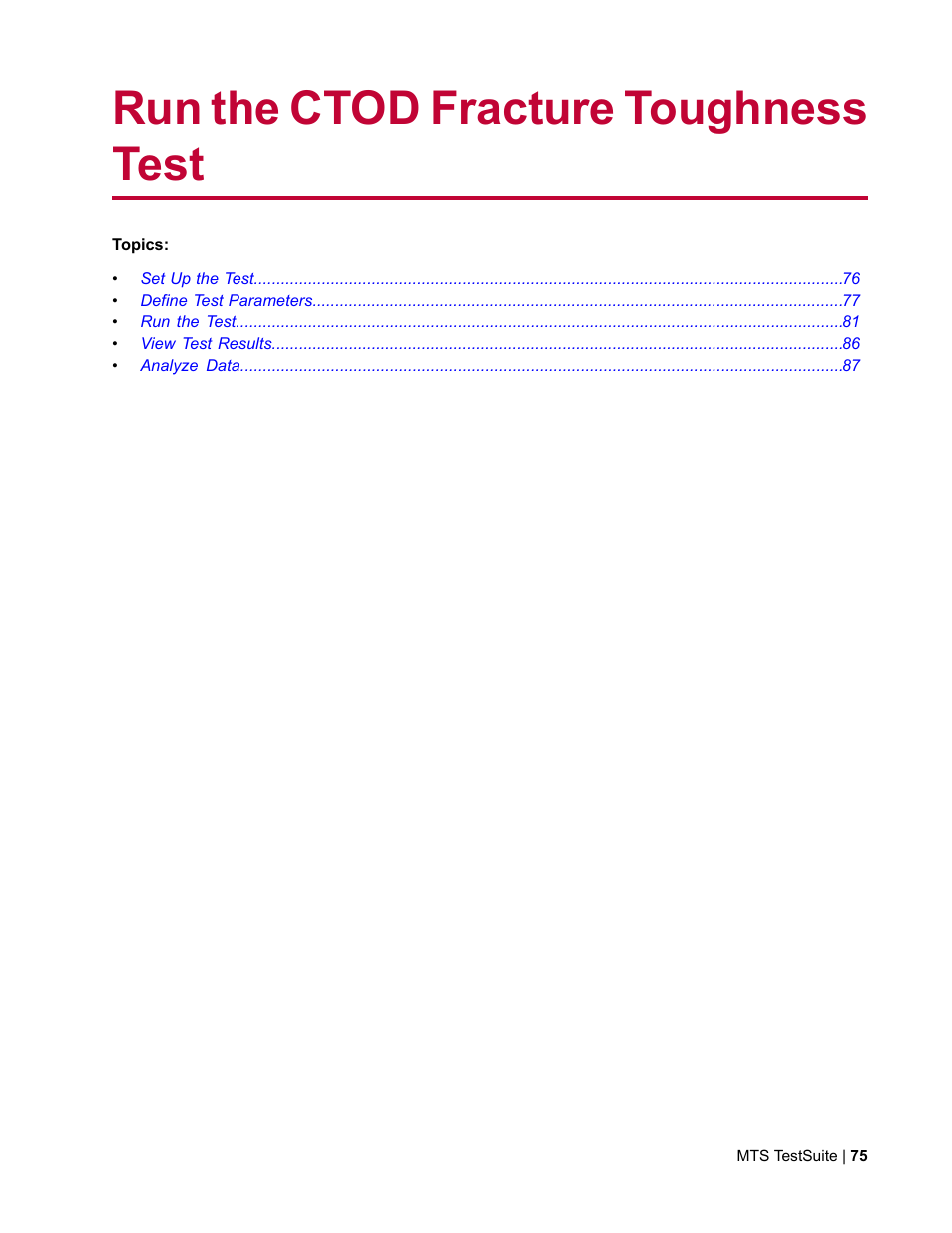 Run the ctod fracture toughness test | MTS Fracture Template User Manual | Page 75 / 92