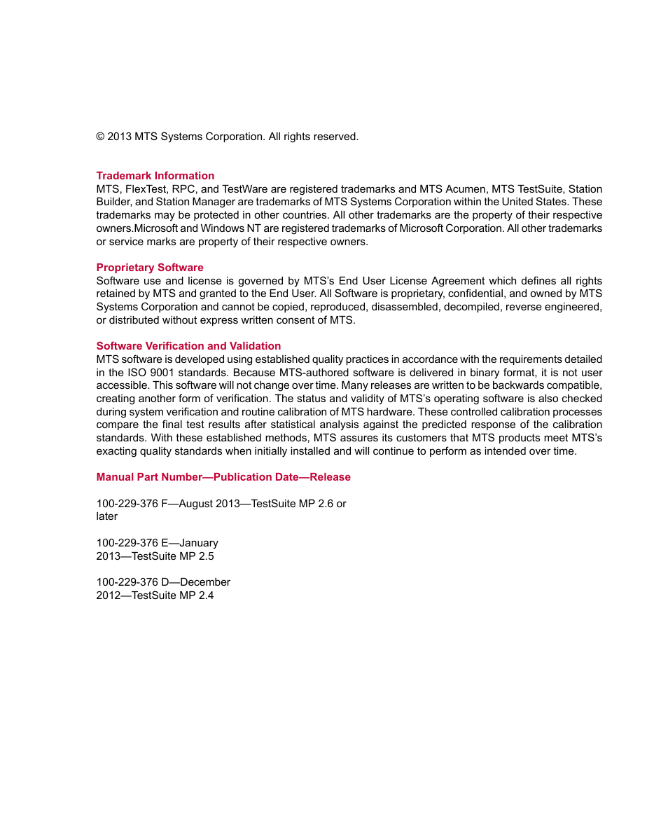 MTS Multipurpose Elite Test User Manual | Page 2 / 130