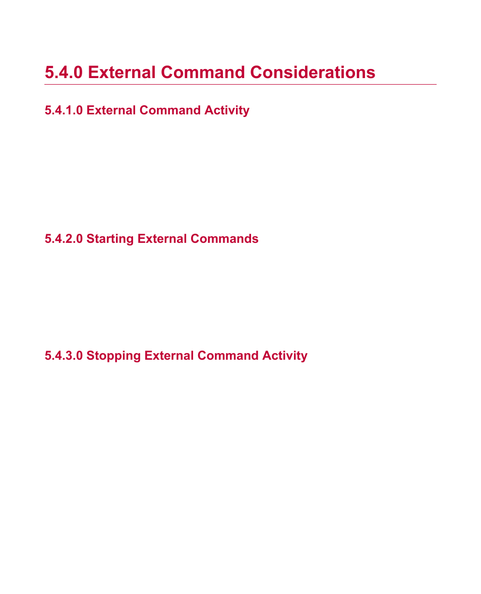 0 external command considerations, 0 external command activity, 0 starting external commands | 0 stopping external command activity, External command considerations | MTS Multipurpose Elite Test User Manual | Page 69 / 130