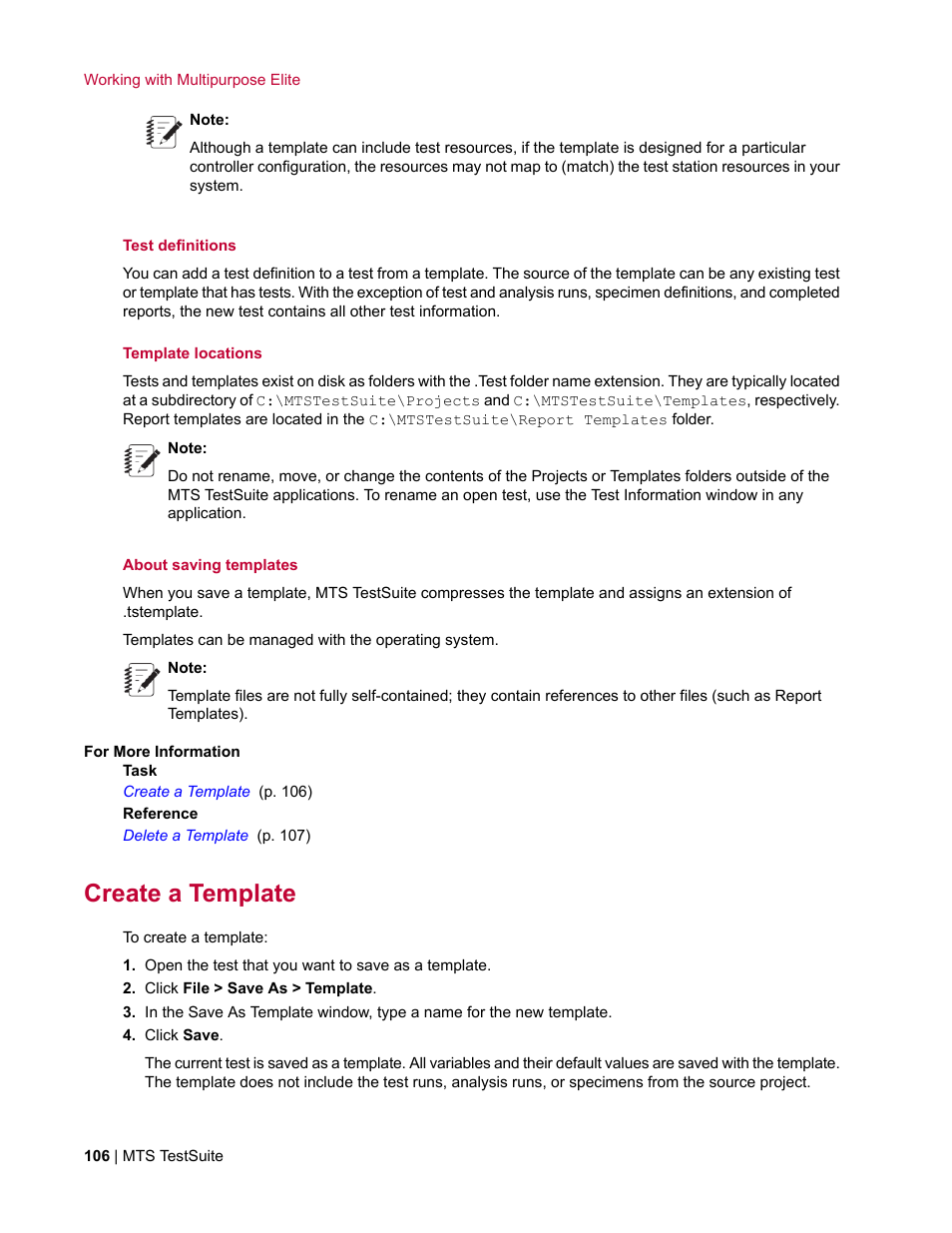 Create a template | MTS Multipurpose Elite User Manual | Page 106 / 662