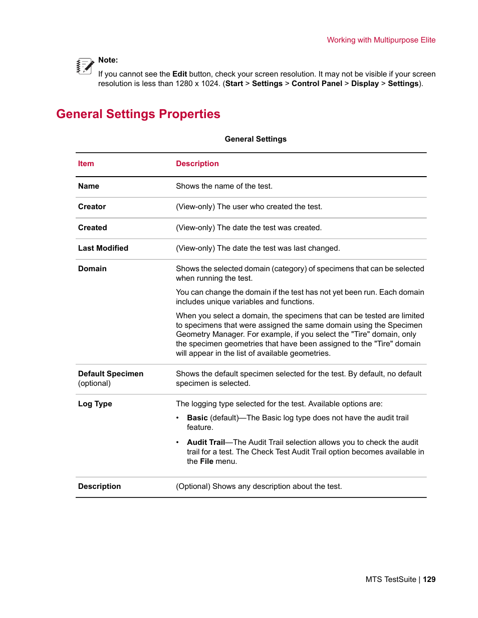 General settings properties | MTS Multipurpose Elite User Manual | Page 129 / 662