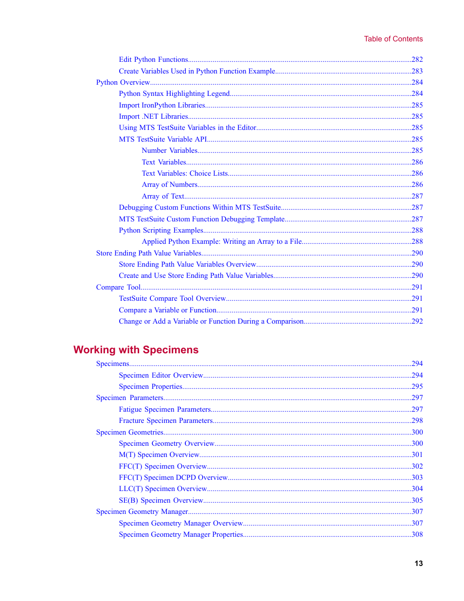 Working with specimens | MTS Multipurpose Elite User Manual | Page 13 / 662