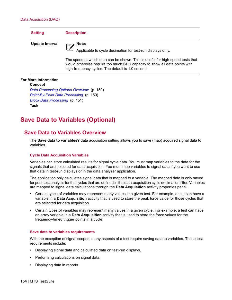 Save data to variables (optional), Save data to variables overview | MTS Multipurpose Elite User Manual | Page 154 / 662
