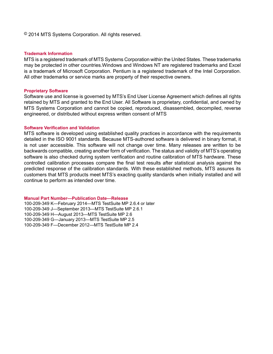 MTS Multipurpose Elite User Manual | Page 2 / 662