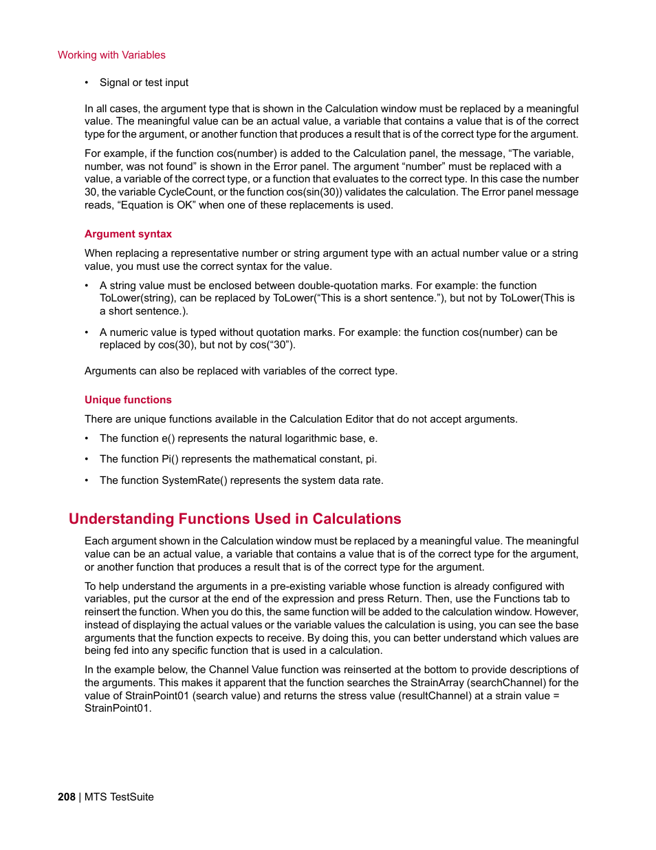 Understanding functions used in calculations | MTS Multipurpose Elite User Manual | Page 208 / 662