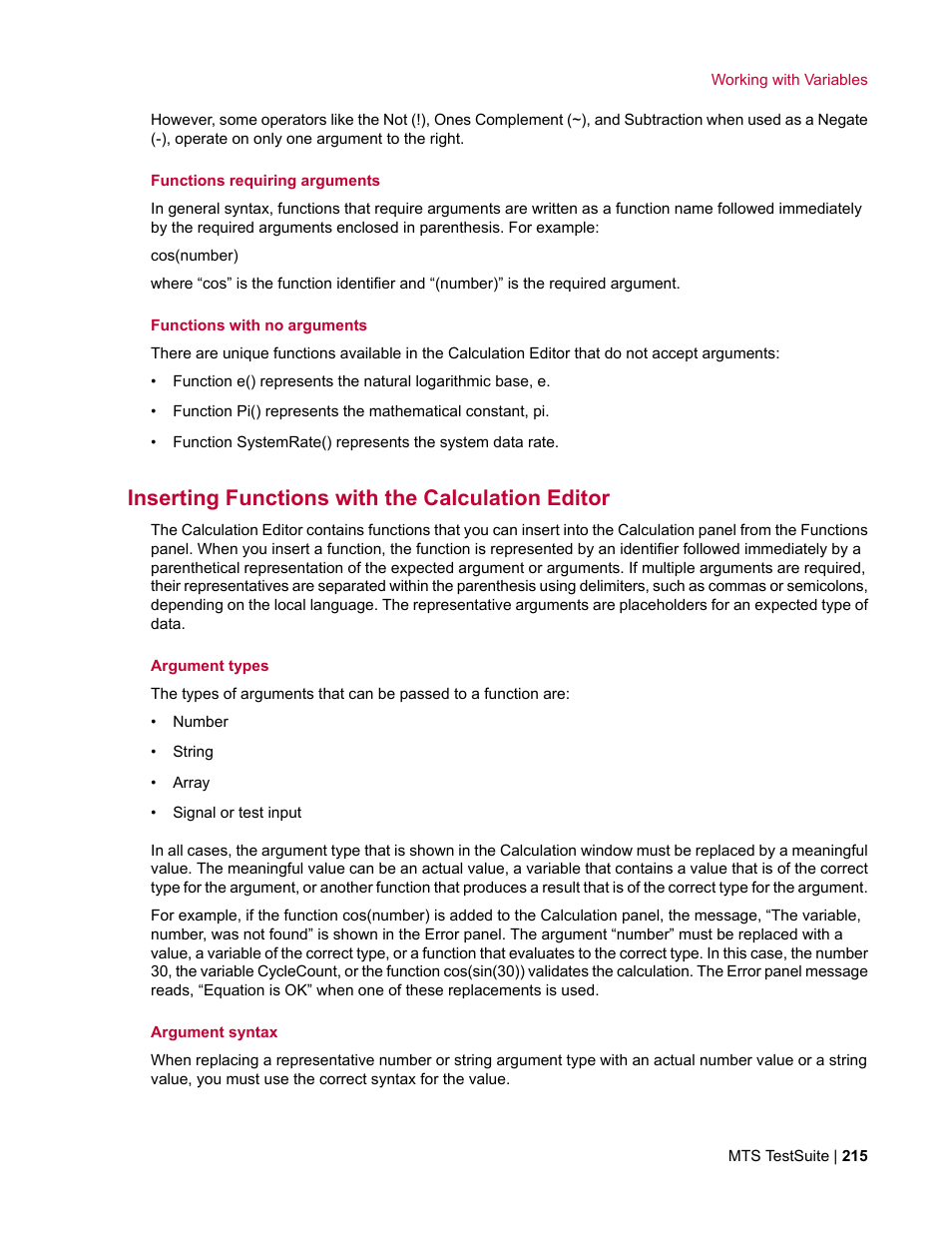 Inserting functions with the calculation editor | MTS Multipurpose Elite User Manual | Page 215 / 662