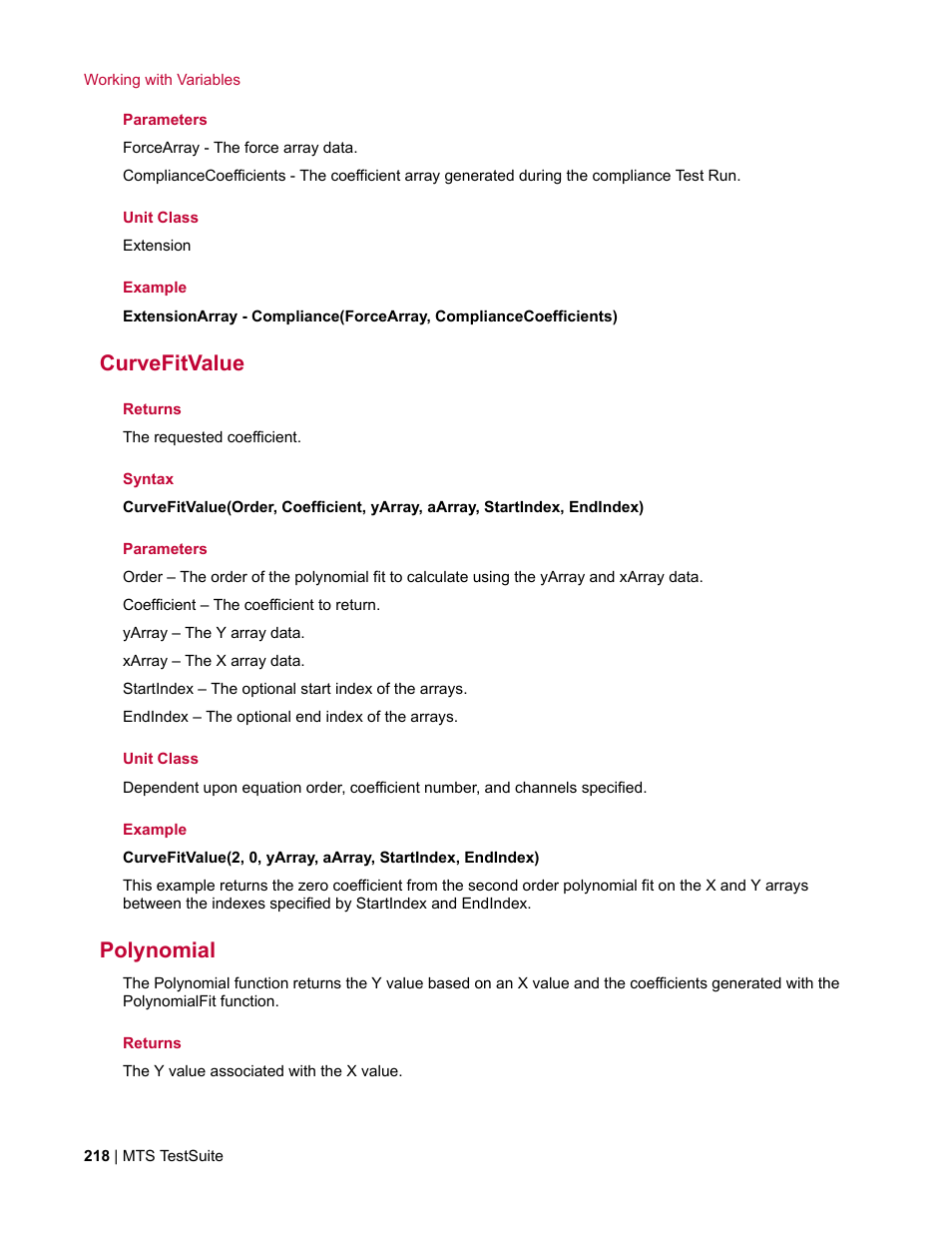 Curvefitvalue, Polynomial | MTS Multipurpose Elite User Manual | Page 218 / 662