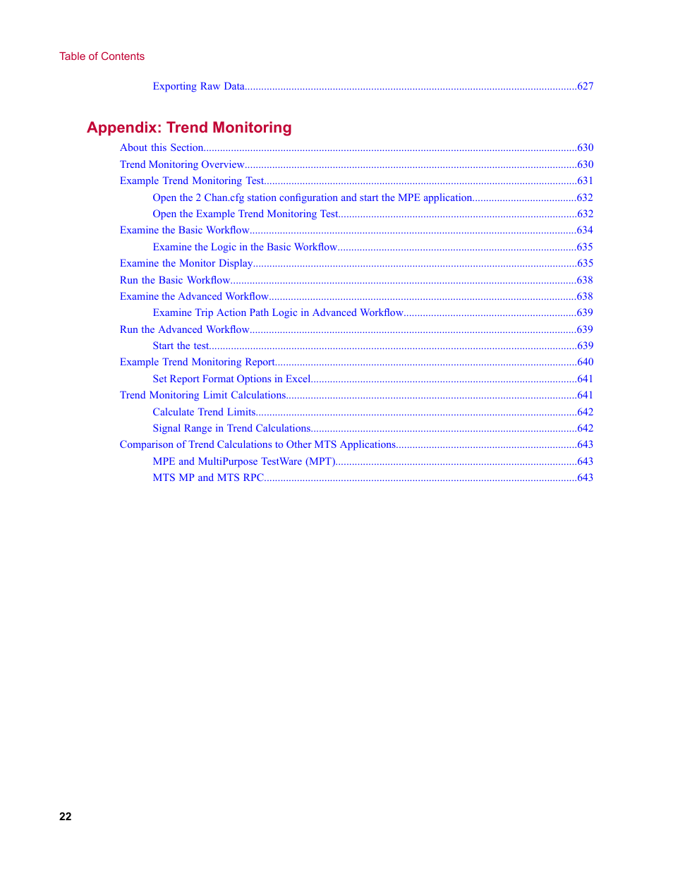 Appendix: trend monitoring | MTS Multipurpose Elite User Manual | Page 22 / 662