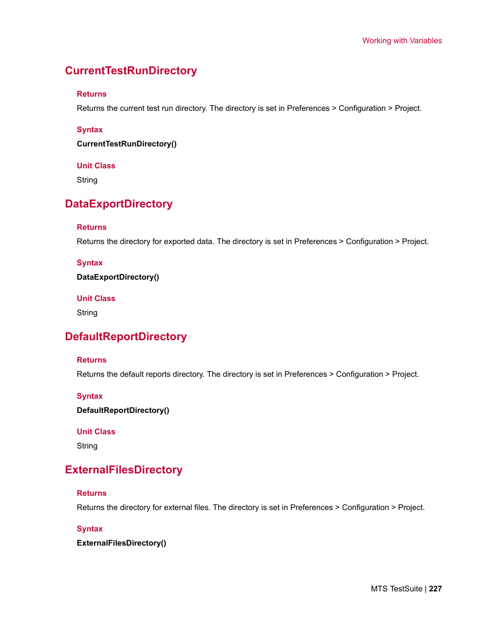 Currenttestrundirectory, Dataexportdirectory, Defaultreportdirectory | Externalfilesdirectory | MTS Multipurpose Elite User Manual | Page 227 / 662