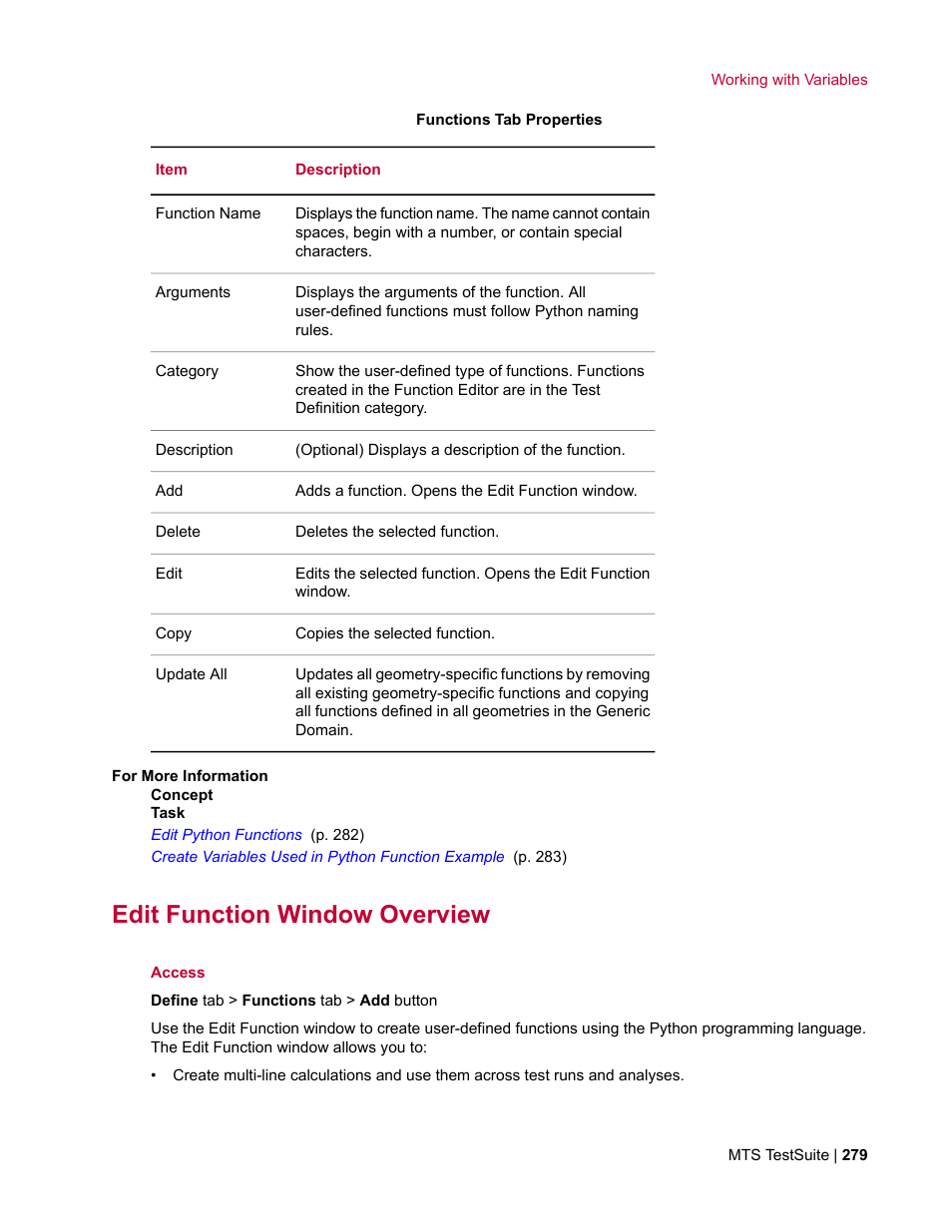 Edit function window overview | MTS Multipurpose Elite User Manual | Page 279 / 662