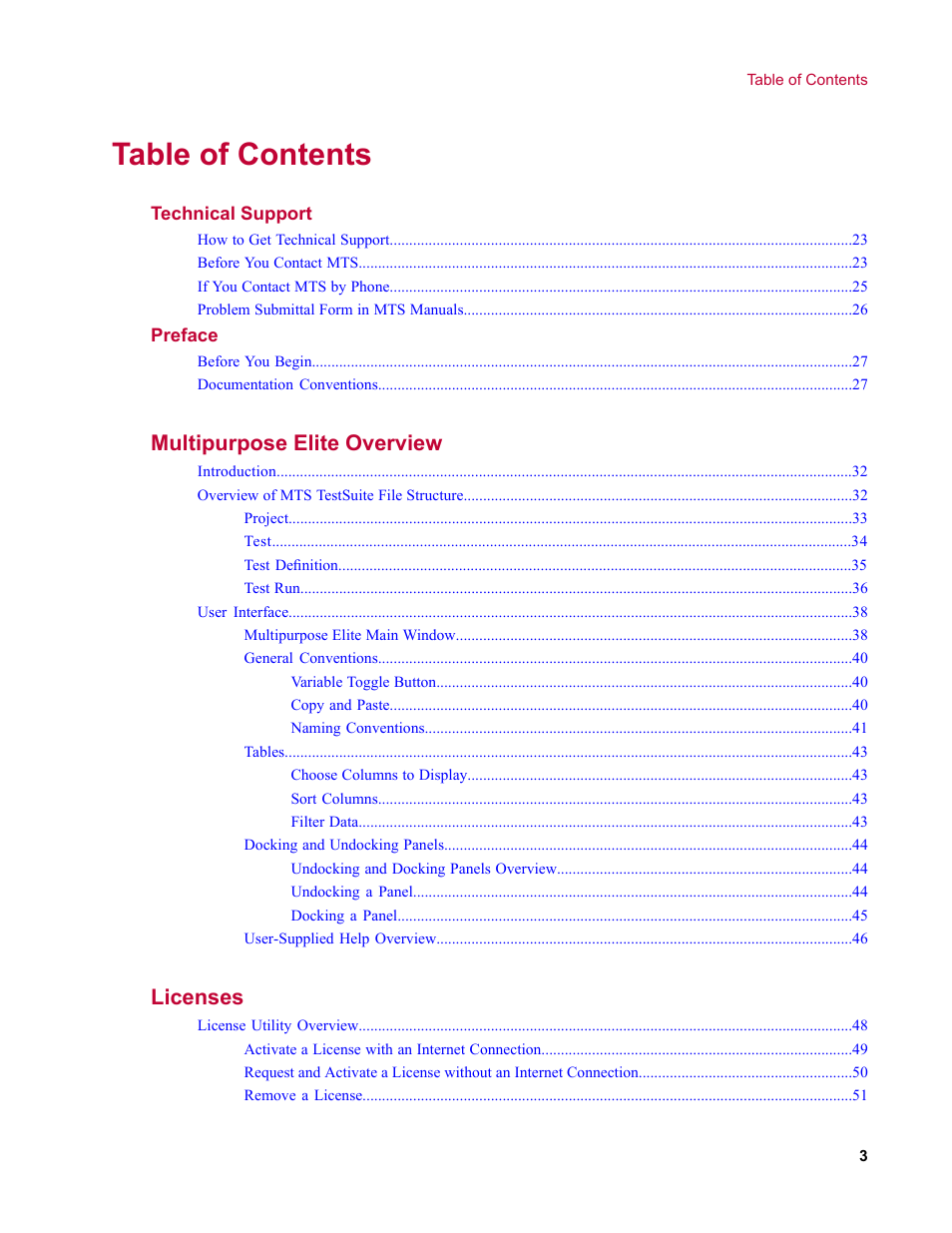 MTS Multipurpose Elite User Manual | Page 3 / 662