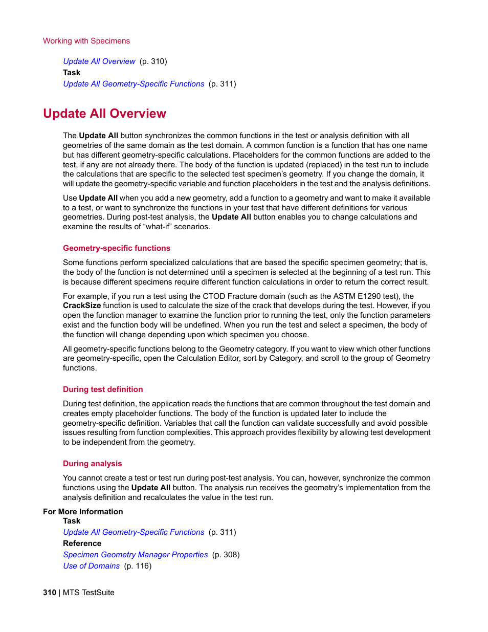 Update all overview | MTS Multipurpose Elite User Manual | Page 310 / 662