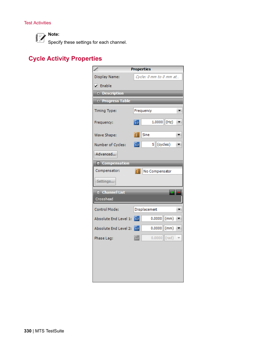 Cycle activity properties | MTS Multipurpose Elite User Manual | Page 330 / 662