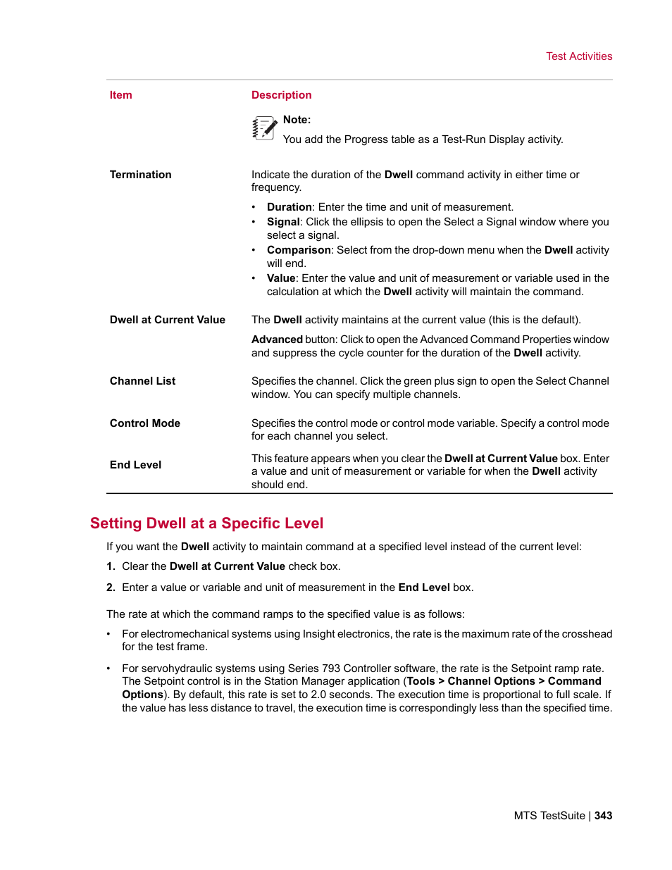 Setting dwell at a specific level | MTS Multipurpose Elite User Manual | Page 343 / 662