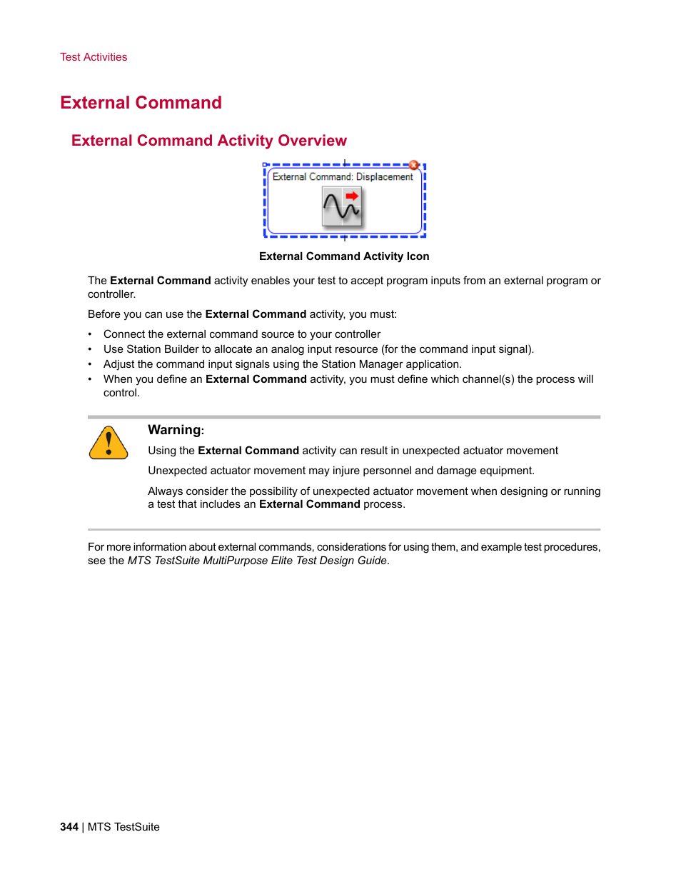 External command, External command activity overview | MTS Multipurpose Elite User Manual | Page 344 / 662