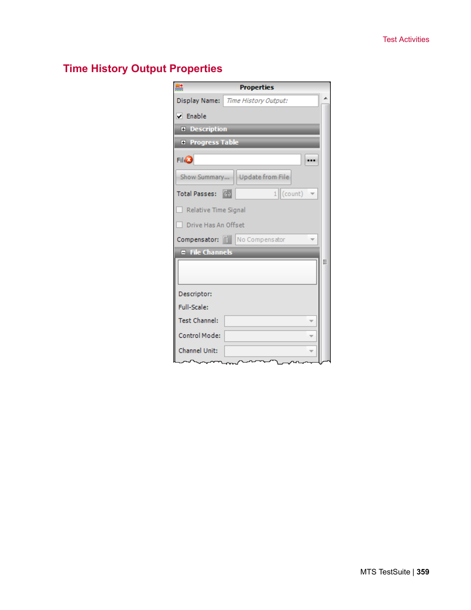 Time history output properties | MTS Multipurpose Elite User Manual | Page 359 / 662
