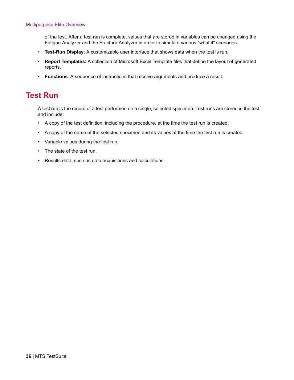 Test run | MTS Multipurpose Elite User Manual | Page 36 / 662
