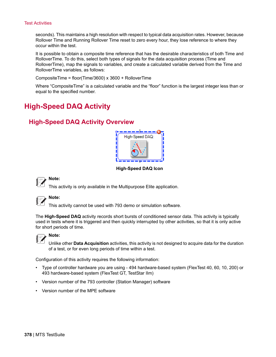 High-speed daq activity, High-speed daq activity overview | MTS Multipurpose Elite User Manual | Page 378 / 662