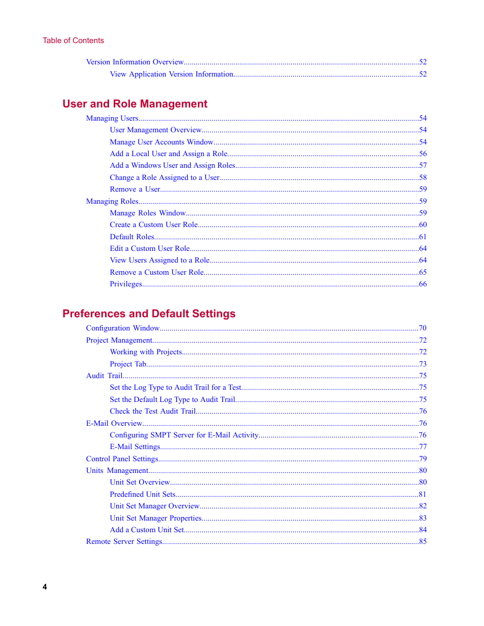 User and role management, Preferences and default settings | MTS Multipurpose Elite User Manual | Page 4 / 662