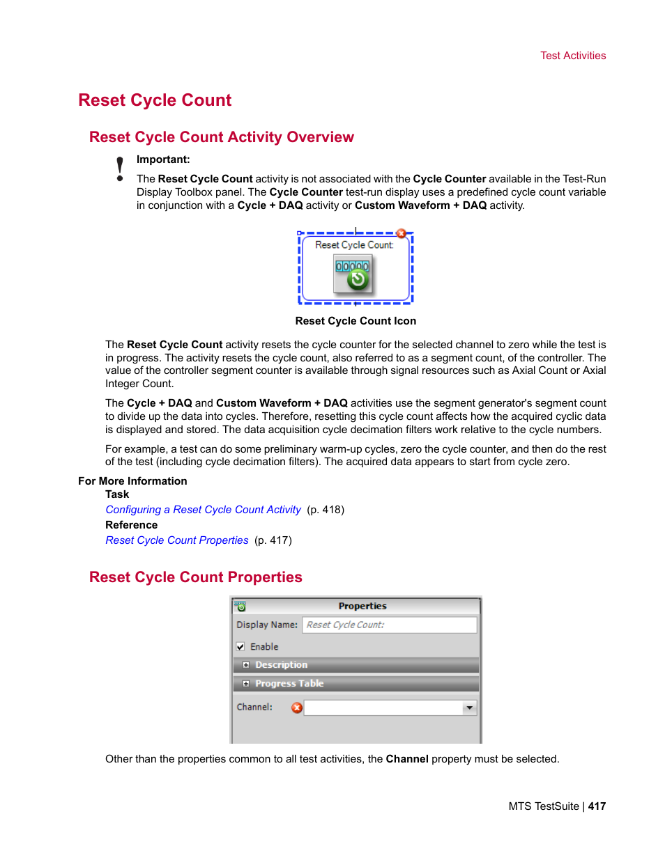 Reset cycle count, Reset cycle count activity overview, Reset cycle count properties | MTS Multipurpose Elite User Manual | Page 417 / 662