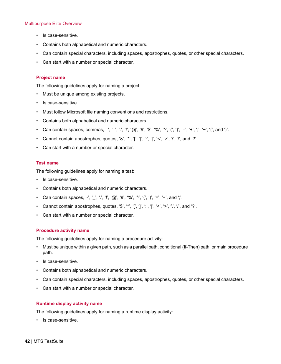 MTS Multipurpose Elite User Manual | Page 42 / 662