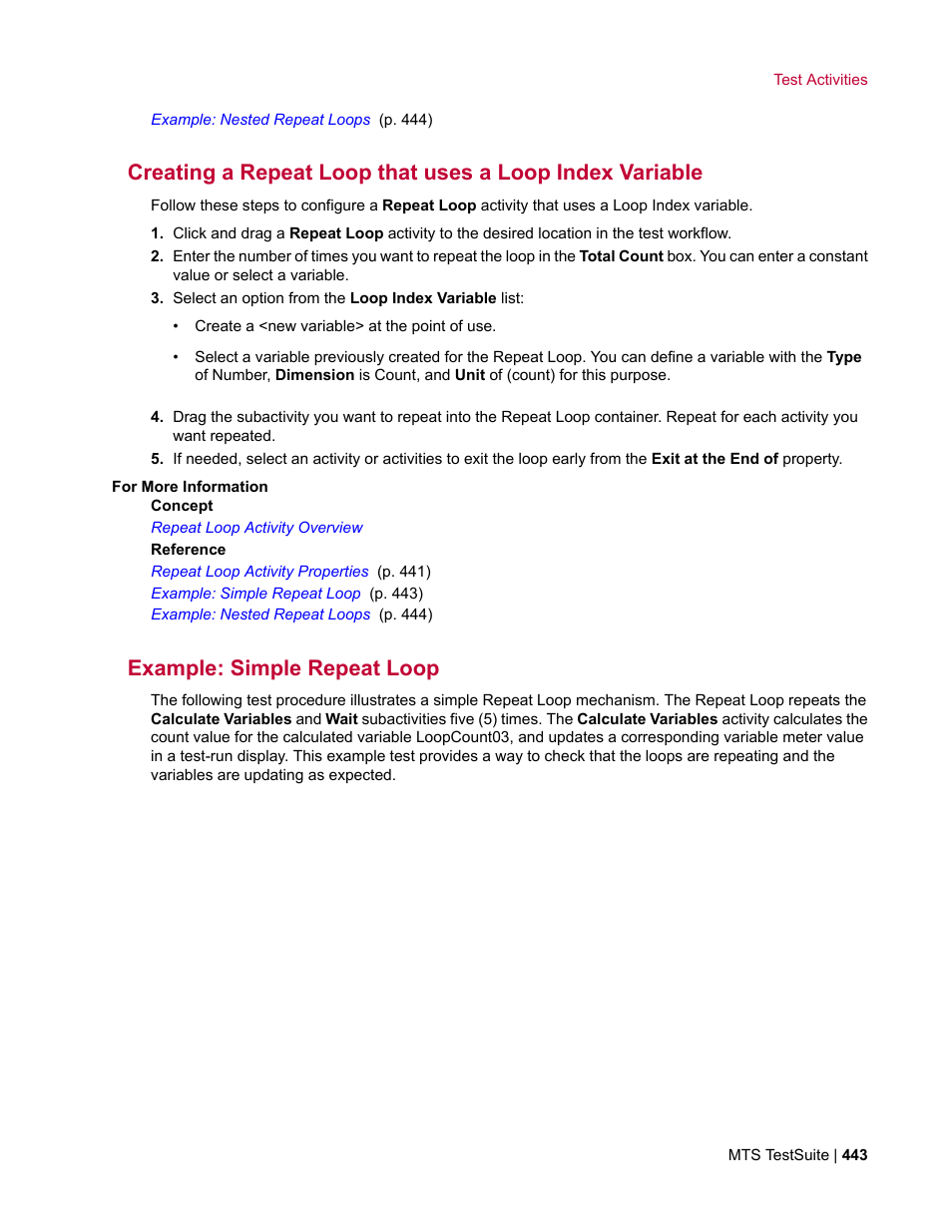 Example: simple repeat loop | MTS Multipurpose Elite User Manual | Page 443 / 662