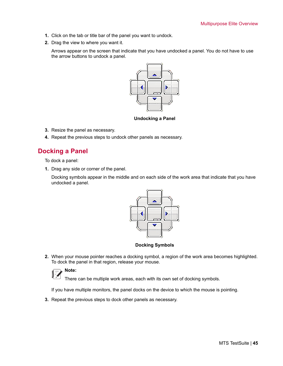 Docking a panel | MTS Multipurpose Elite User Manual | Page 45 / 662