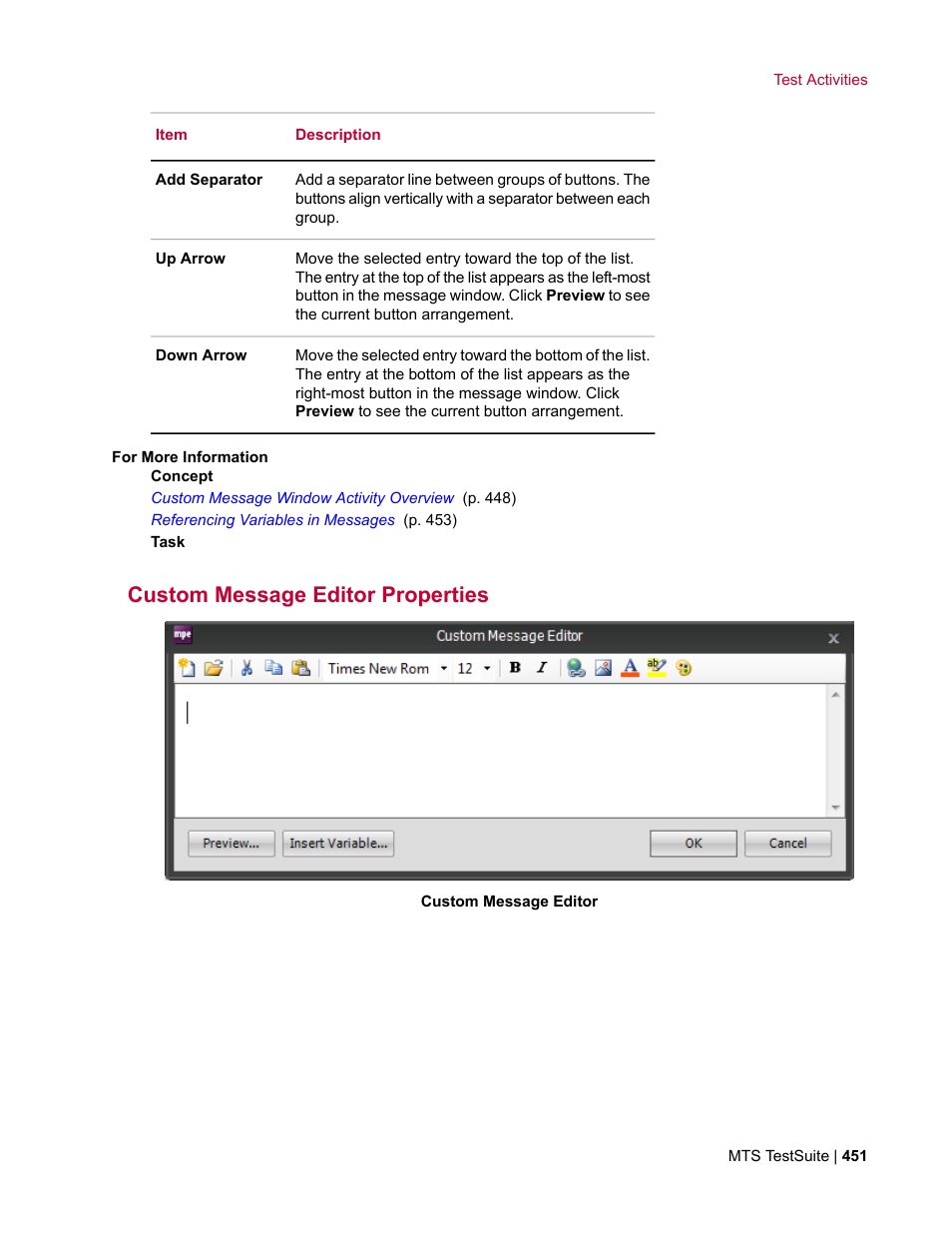 Custom message editor properties | MTS Multipurpose Elite User Manual | Page 451 / 662