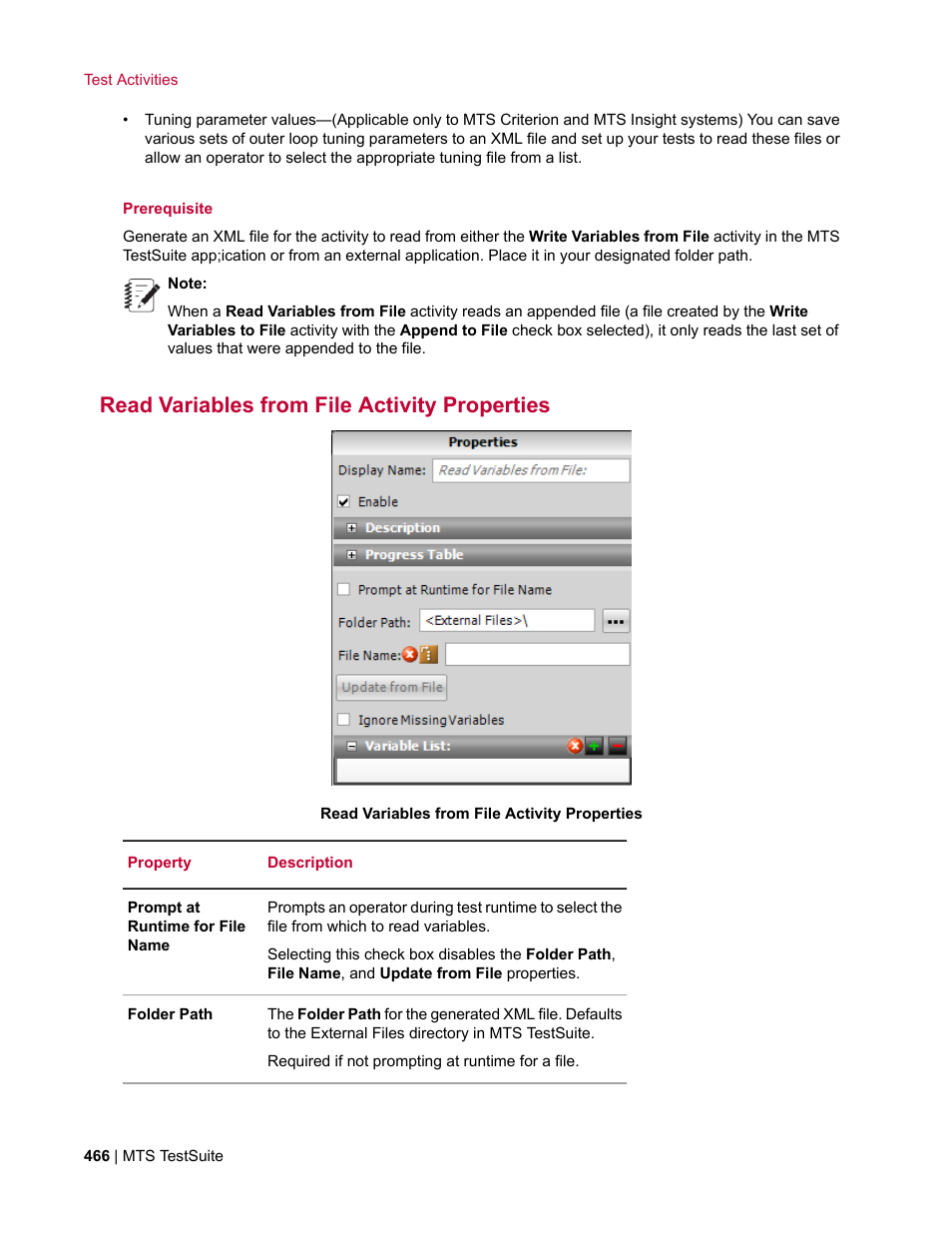 Read variables from file activity properties | MTS Multipurpose Elite User Manual | Page 466 / 662