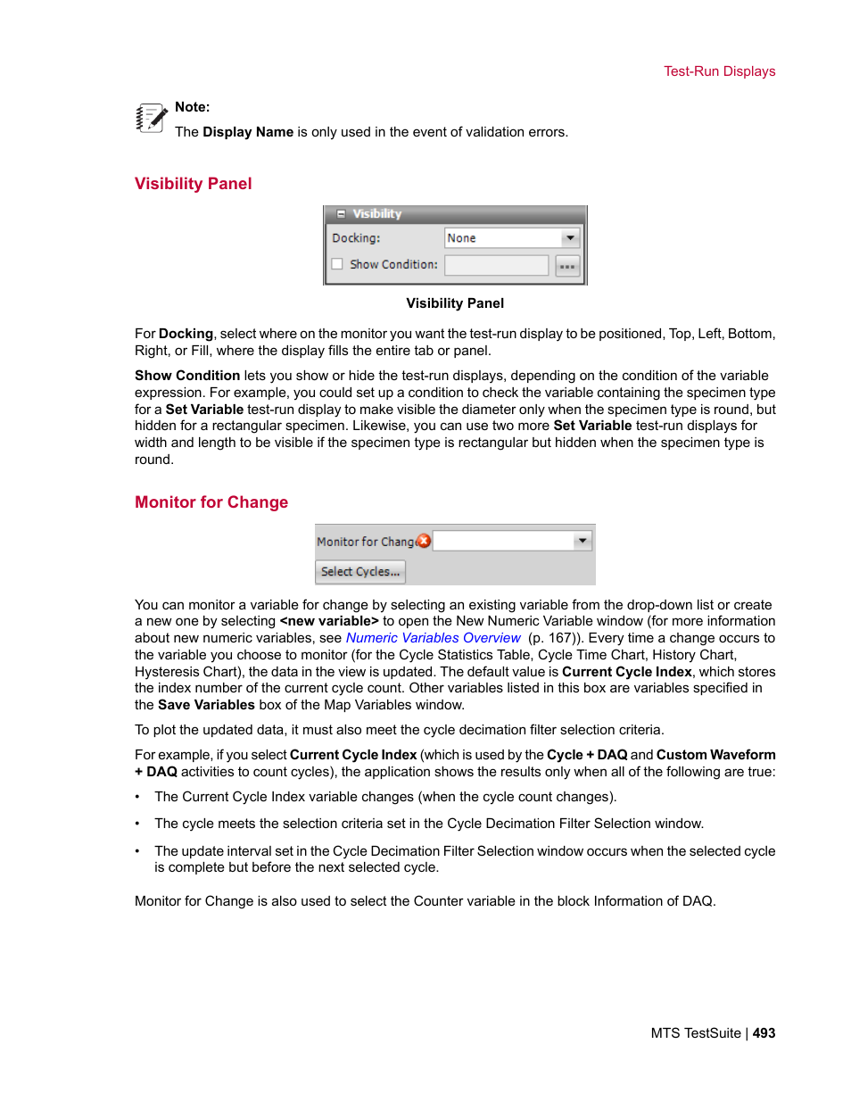 Visibility panel, Monitor for change | MTS Multipurpose Elite User Manual | Page 493 / 662