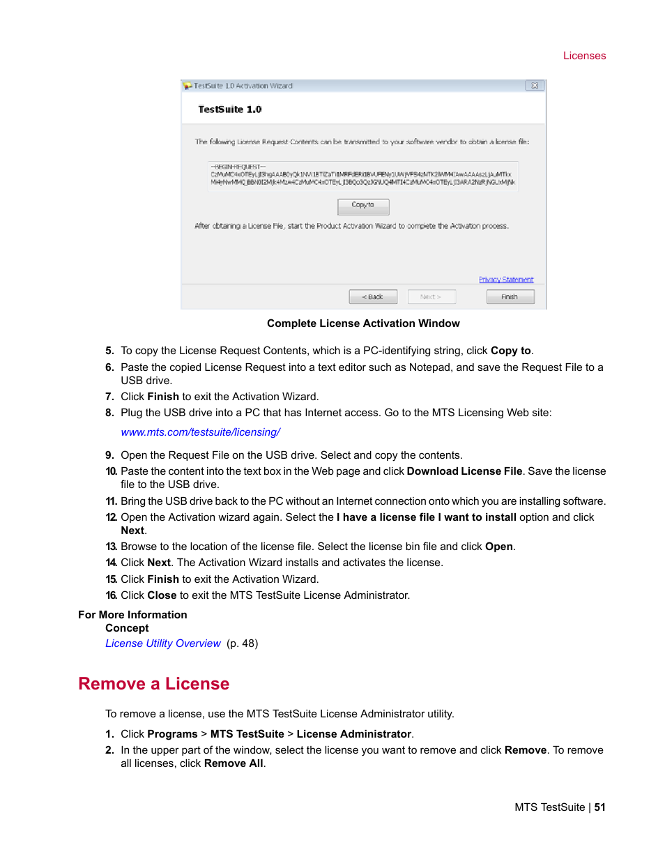 Remove a license | MTS Multipurpose Elite User Manual | Page 51 / 662