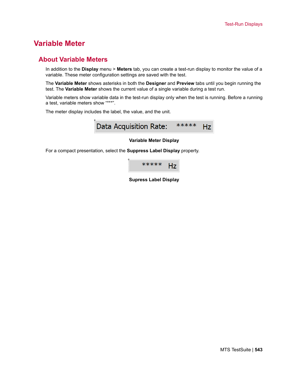 Variable meter, About variable meters | MTS Multipurpose Elite User Manual | Page 543 / 662
