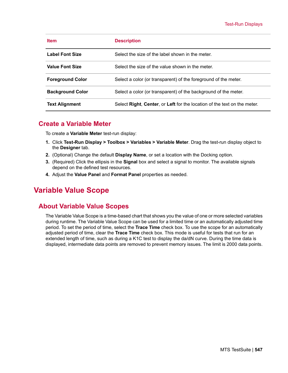 Create a variable meter, Variable value scope, About variable value scopes | MTS Multipurpose Elite User Manual | Page 547 / 662