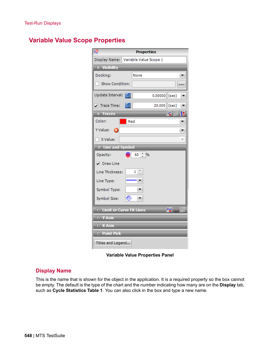 Variable value scope properties, Display name | MTS Multipurpose Elite User Manual | Page 548 / 662