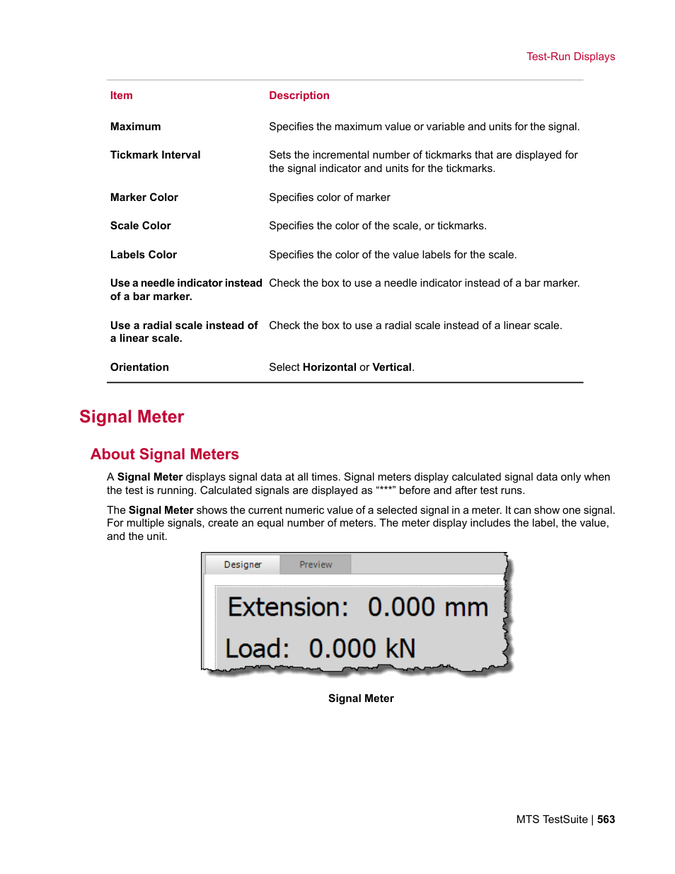 Signal meter, About signal meters | MTS Multipurpose Elite User Manual | Page 563 / 662