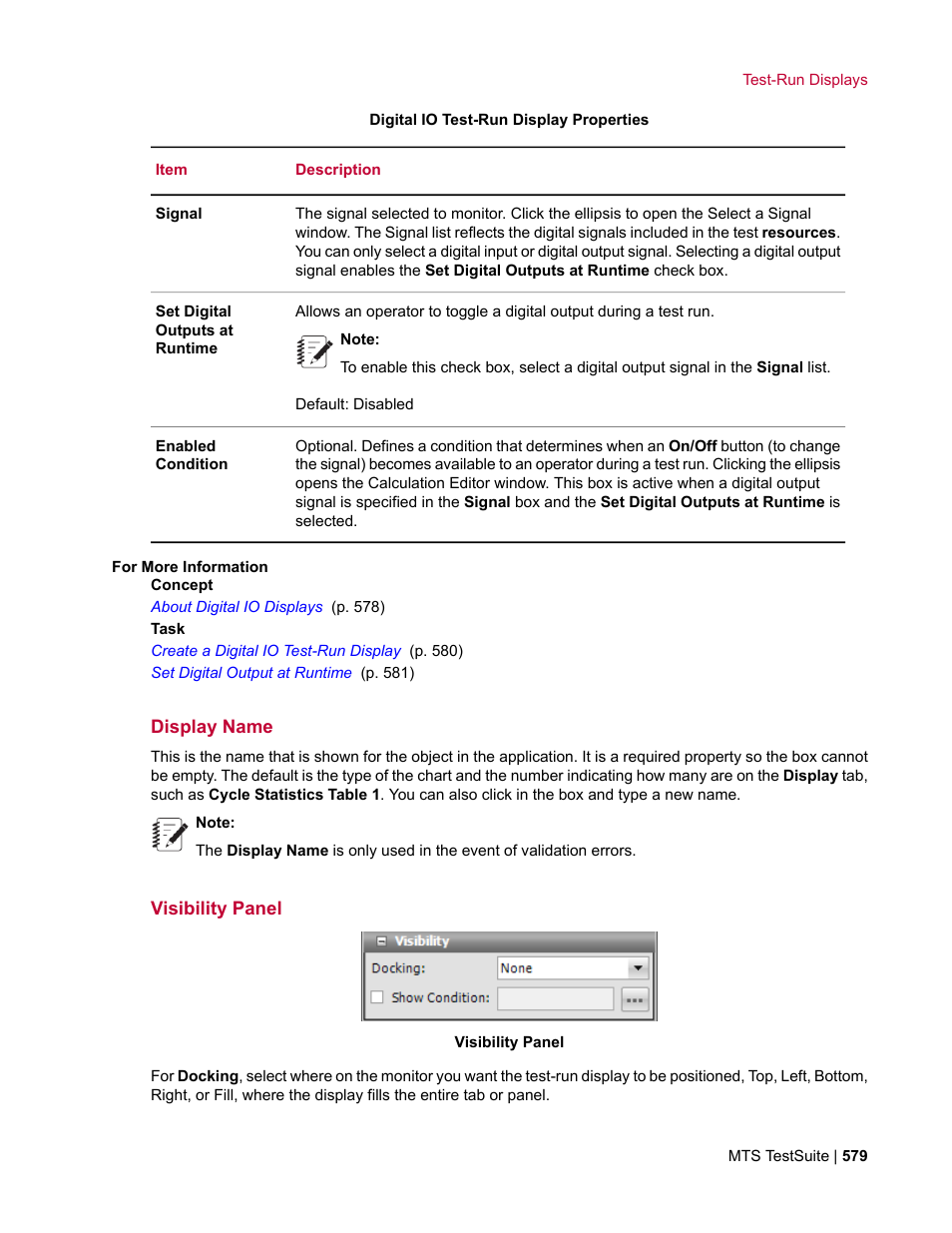 Display name, Visibility panel | MTS Multipurpose Elite User Manual | Page 579 / 662