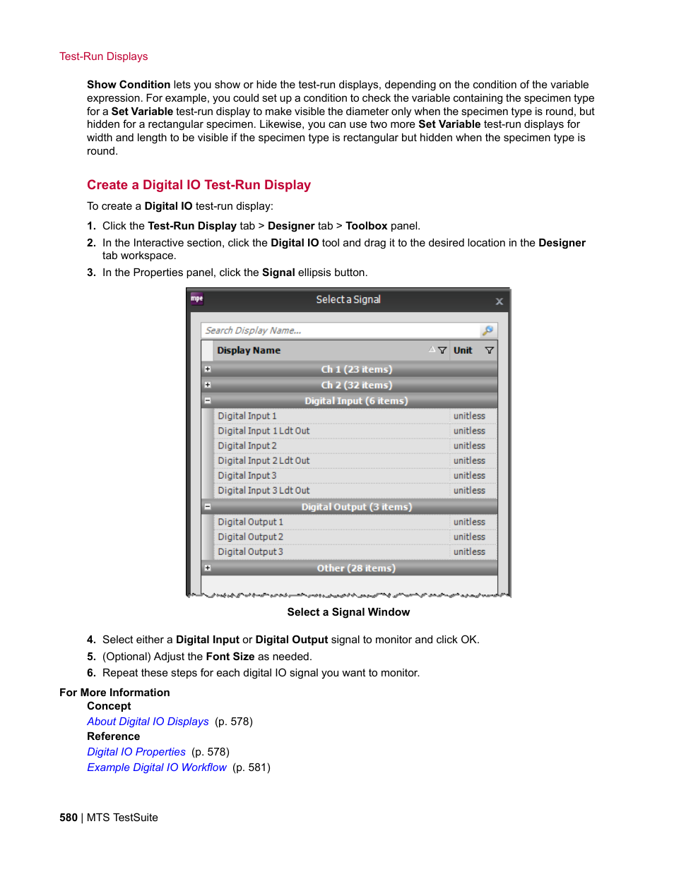 Create a digital io test-run display | MTS Multipurpose Elite User Manual | Page 580 / 662