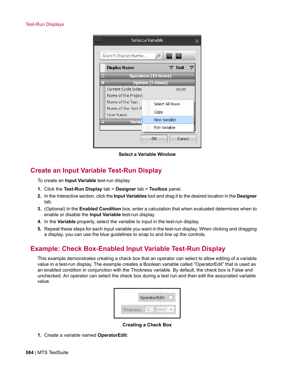 Create an input variable test-run display | MTS Multipurpose Elite User Manual | Page 584 / 662