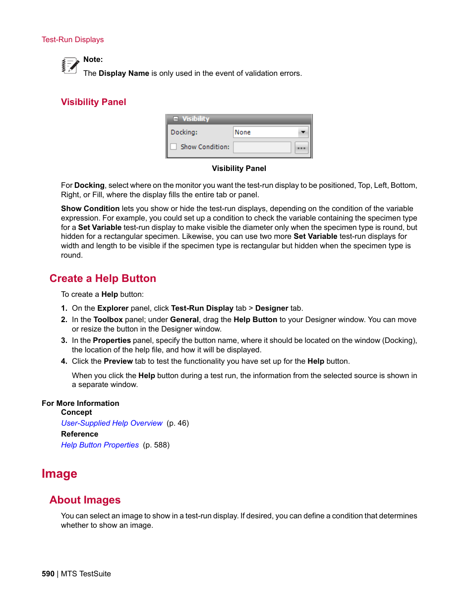 Visibility panel, Create a help button, Image | About images | MTS Multipurpose Elite User Manual | Page 590 / 662