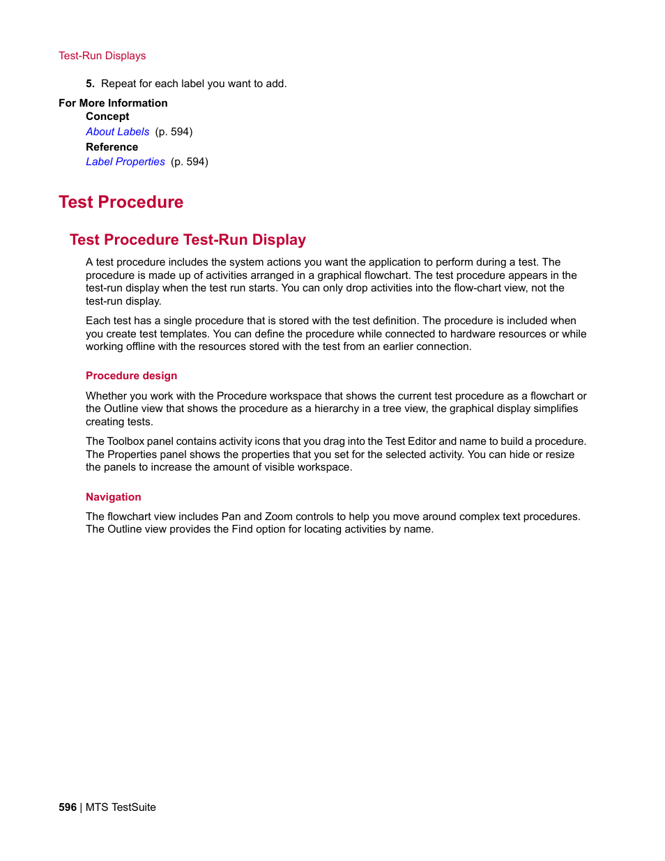 Test procedure, Test procedure test-run display | MTS Multipurpose Elite User Manual | Page 596 / 662