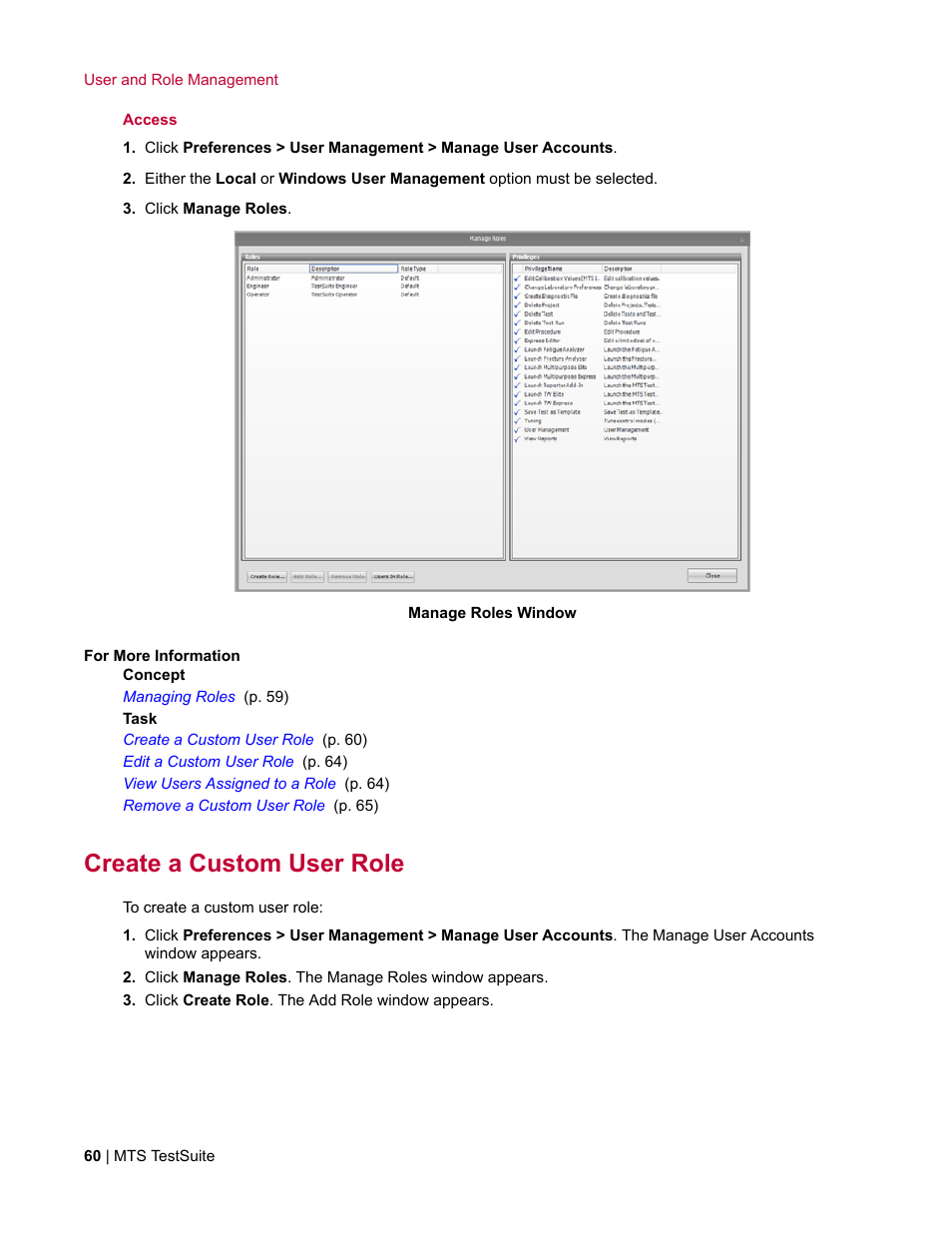 Create a custom user role | MTS Multipurpose Elite User Manual | Page 60 / 662