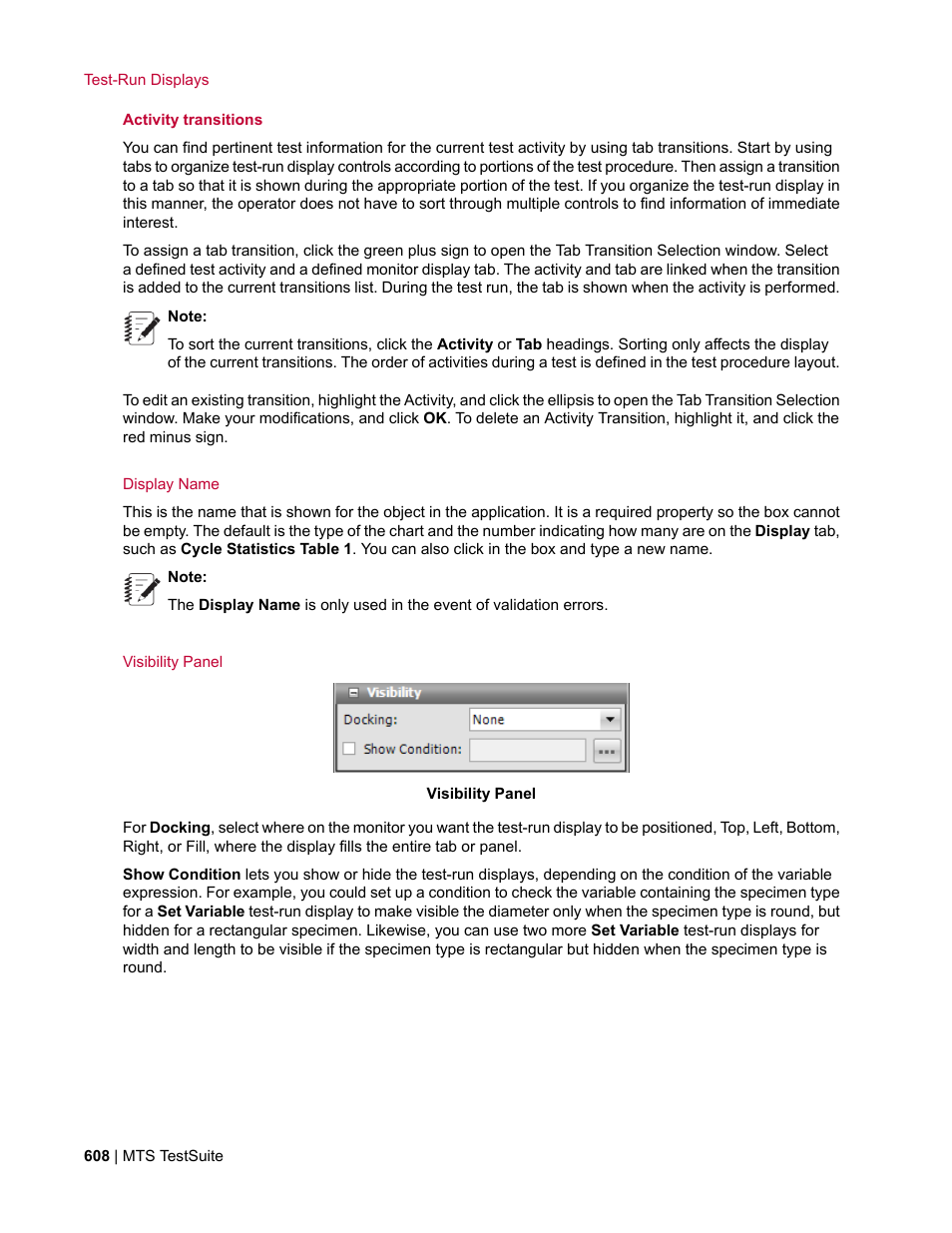 Display name, Visibility panel | MTS Multipurpose Elite User Manual | Page 608 / 662