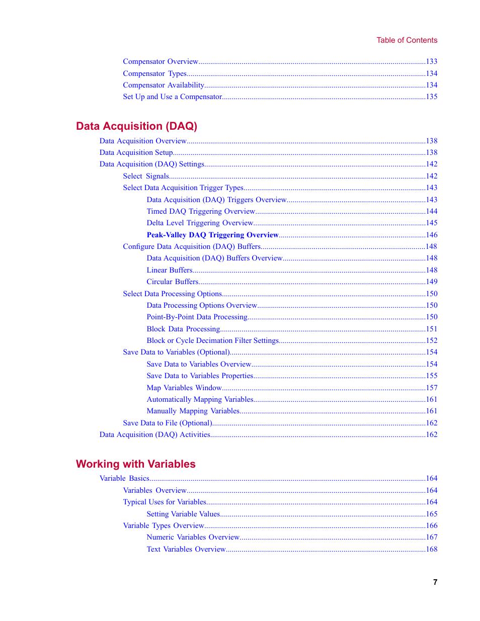 Data acquisition (daq), Working with variables | MTS Multipurpose Elite User Manual | Page 7 / 662