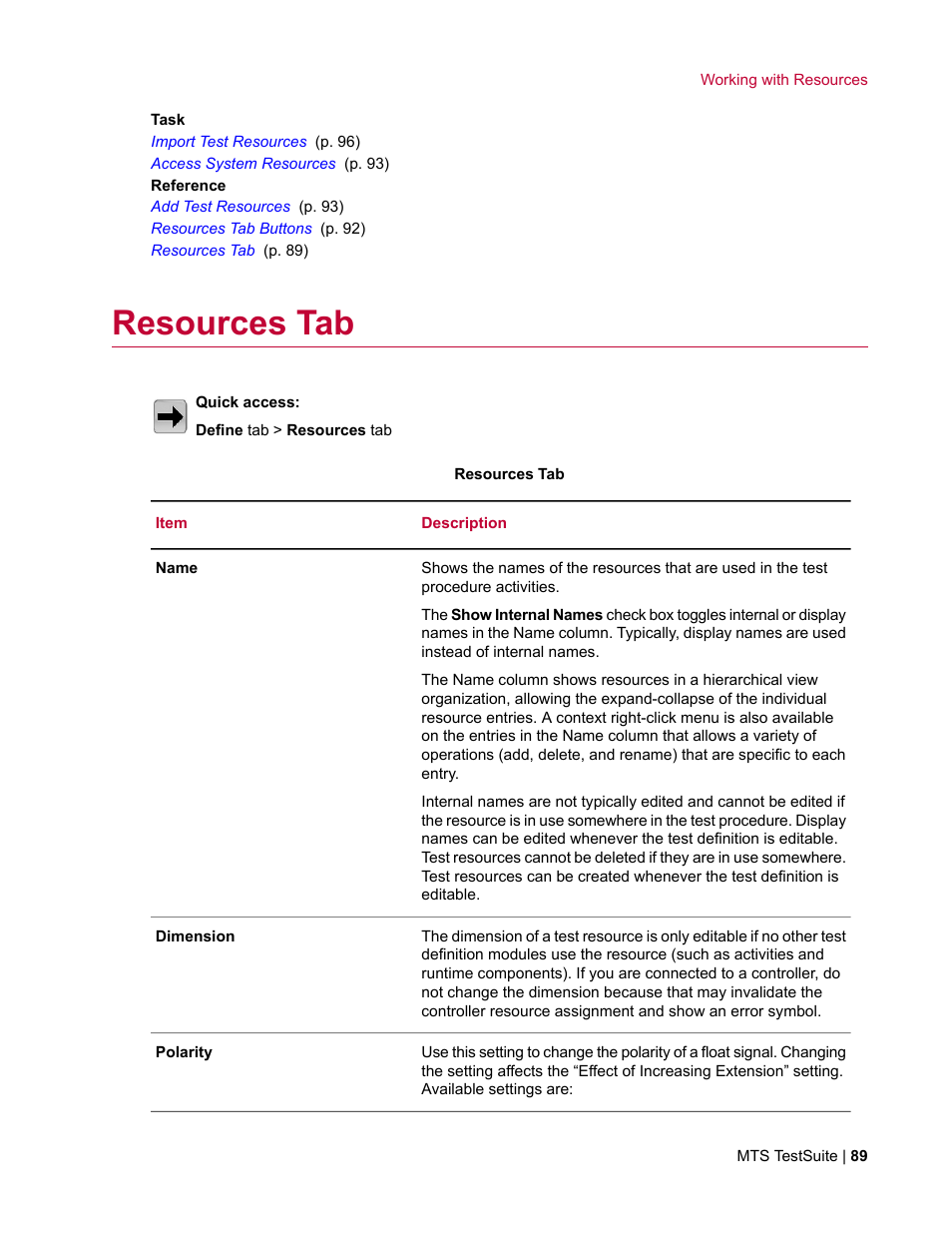 Resources tab | MTS Multipurpose Elite User Manual | Page 89 / 662