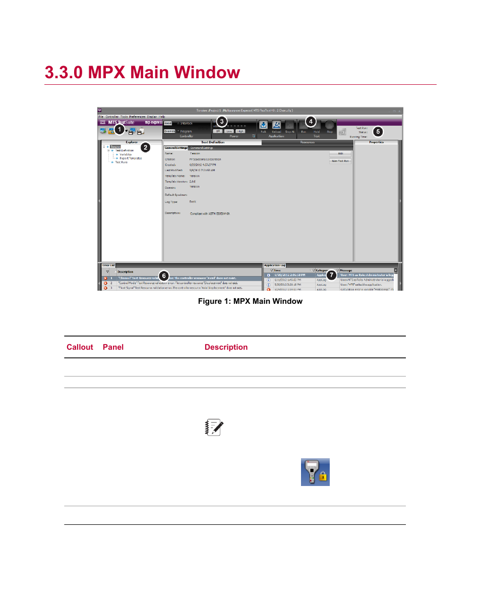 0 mpx main window, Mpx main window | MTS Multipurpose Express User Manual | Page 15 / 34