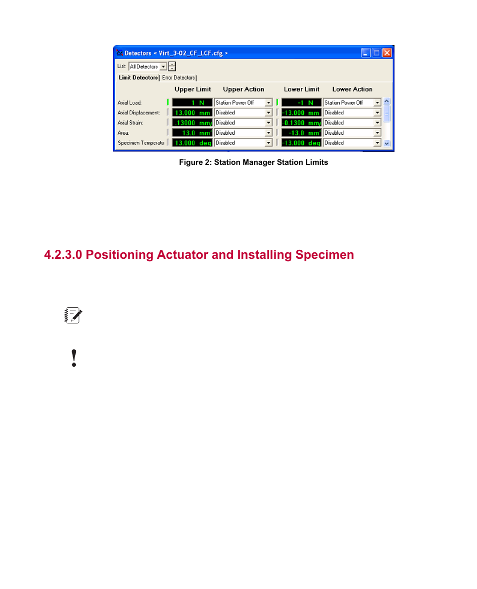 0 positioning actuator and installing specimen, Positioning actuator and installing specimen | MTS Multipurpose Express User Manual | Page 21 / 34