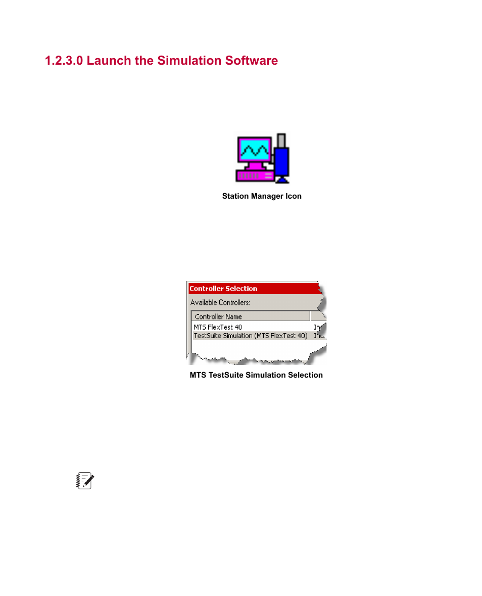 0 launch the simulation software, Launch the simulation software | MTS Multipurpose Getting Started User Manual | Page 7 / 16