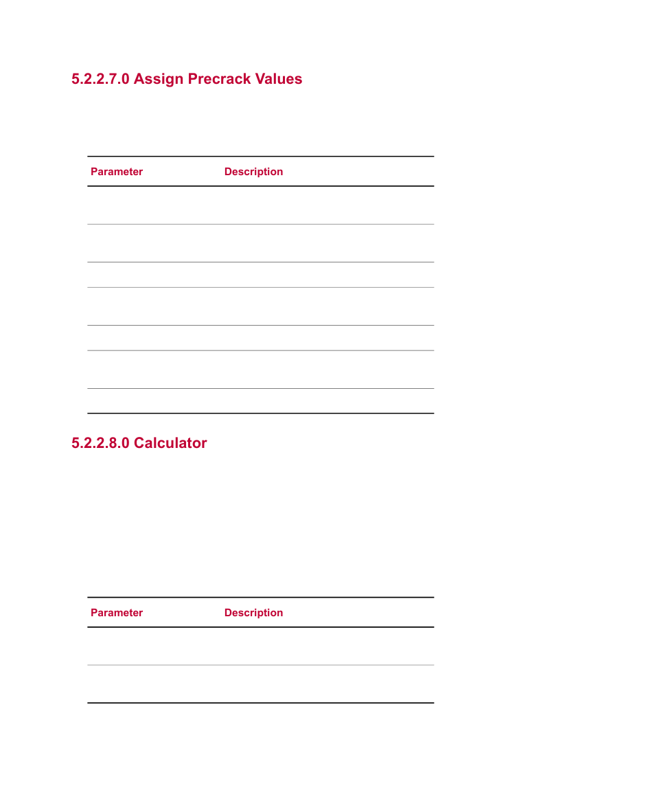 0 assign precrack values, 0 calculator | MTS Multipurpose Simulated User Manual | Page 35 / 100