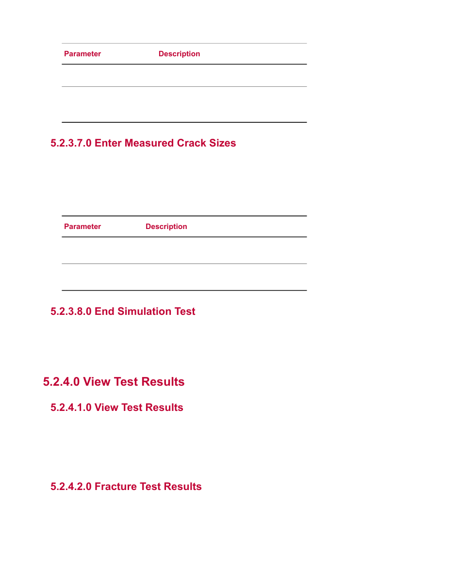 0 enter measured crack sizes, 0 end simulation test, 0 view test results | 0 fracture test results | MTS Multipurpose Simulated User Manual | Page 39 / 100